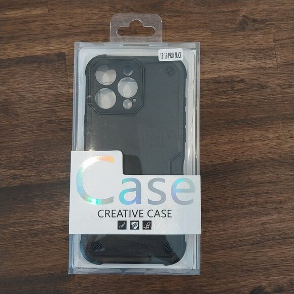 New in box, iPhone 16 Pro Max Black Case Cover Shockproof Hybrid Tough Back - Picture 2 of 4